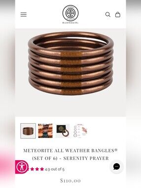 BudhaGirl Meteorite All Weather Bangles® Set of 5 - Serenity Prayer Small Nwt